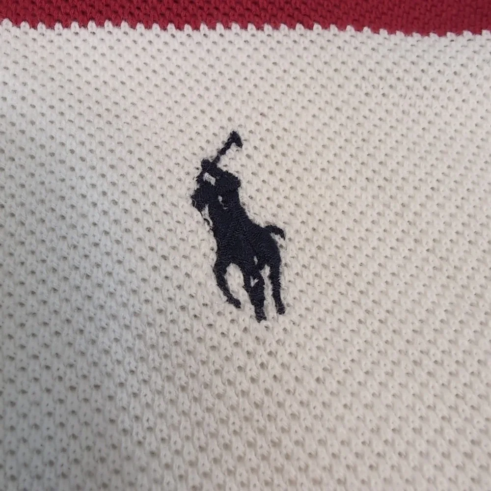 Vintage Polo By Ralph Lauren Cool Pattern Polo Shirt Men's M Red White Blue Knit